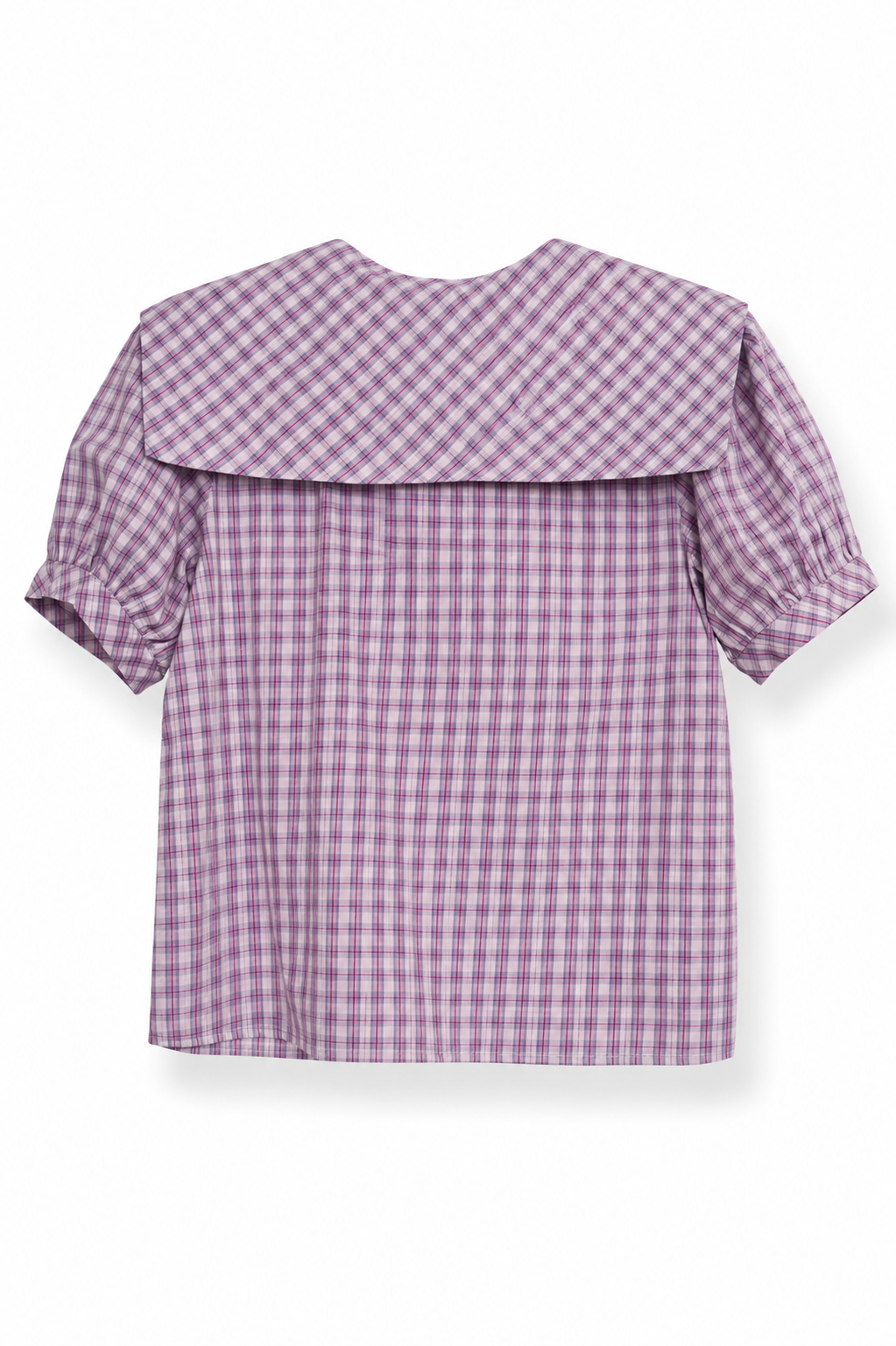 Blusa cuadros lila con moño