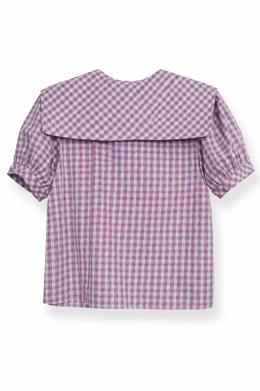 Blusa cuadros lila con moño