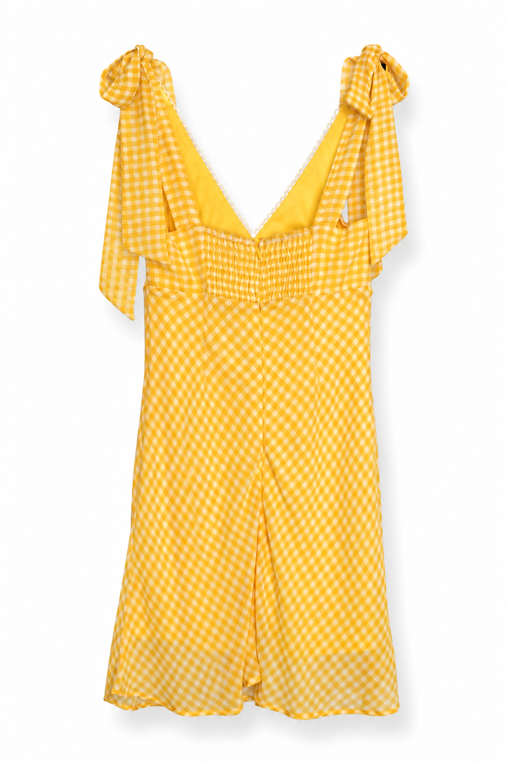 Vestido midi cuadros vichy amarillo