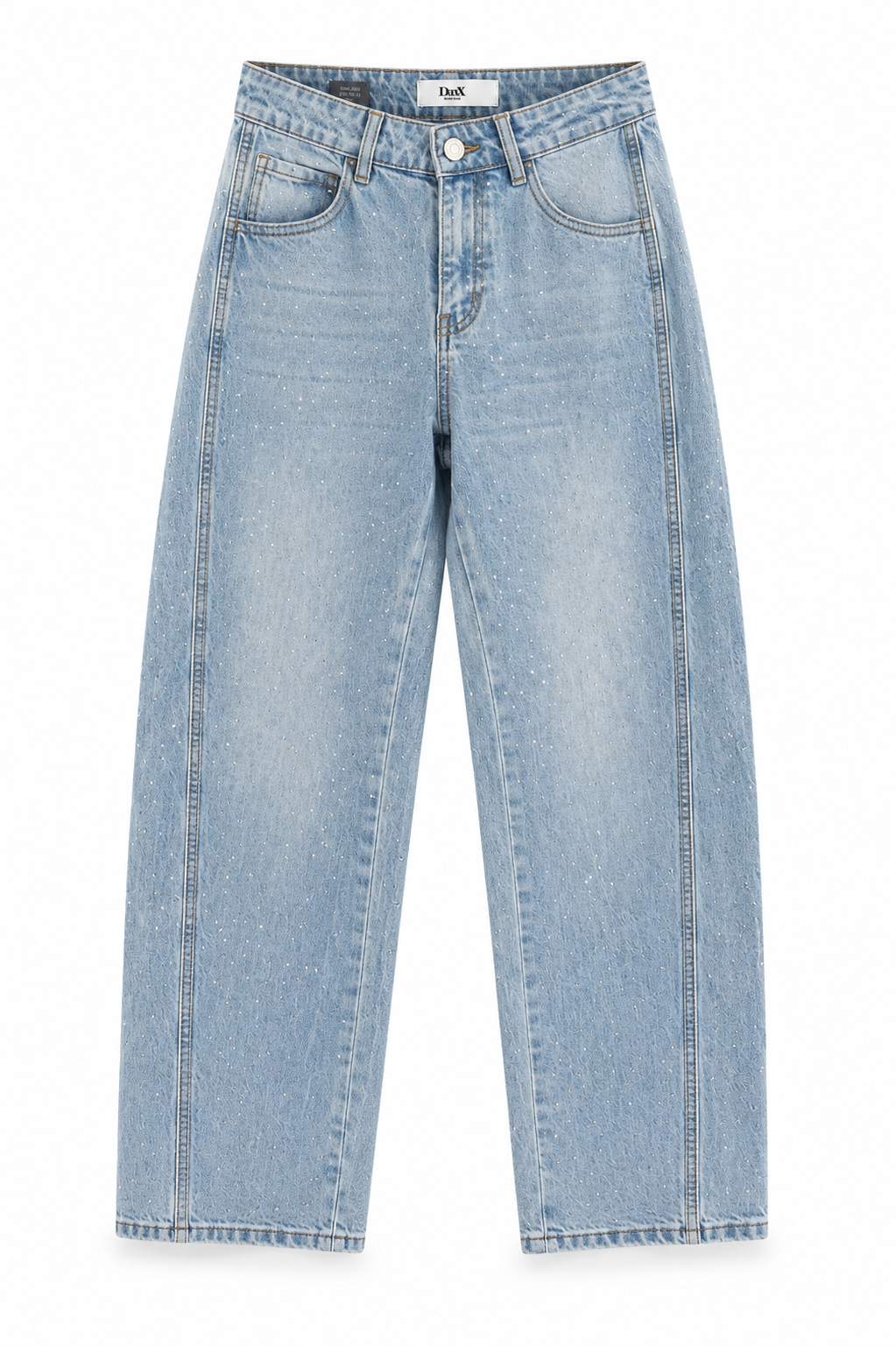Jeans barrel con aplicación de brillo
