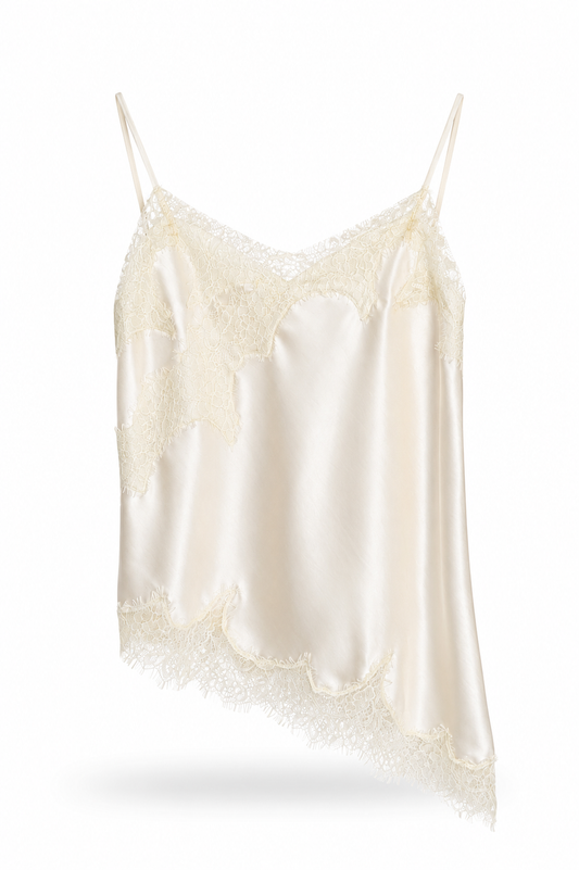 Blusa satinada con encaje
