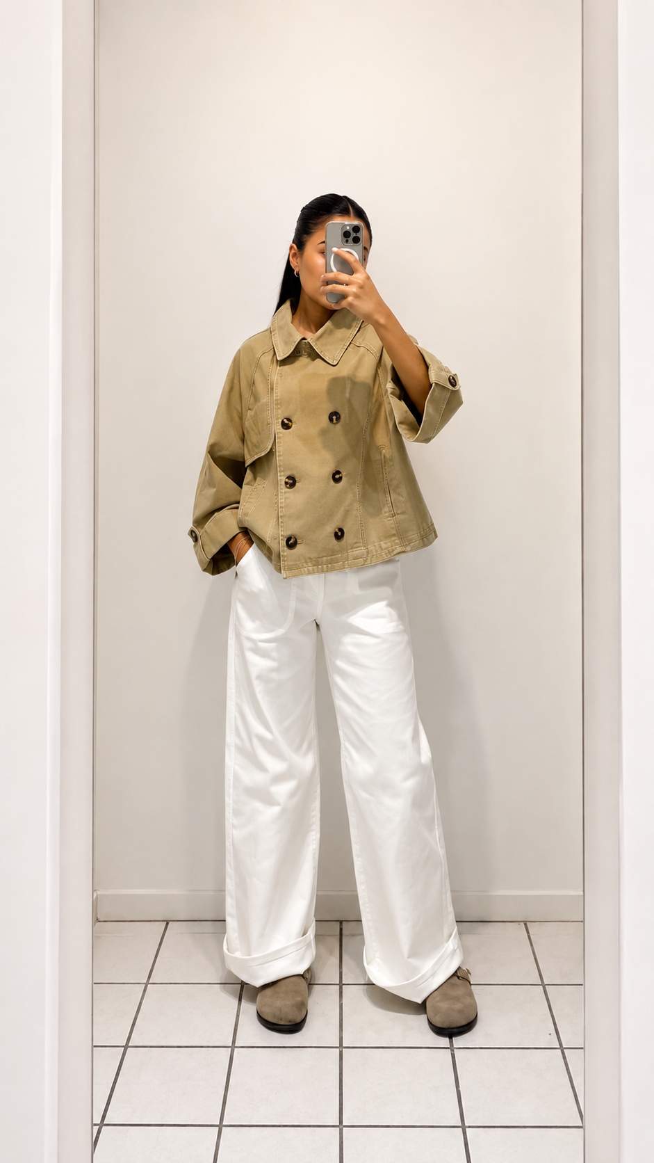 Gabardina manga corta