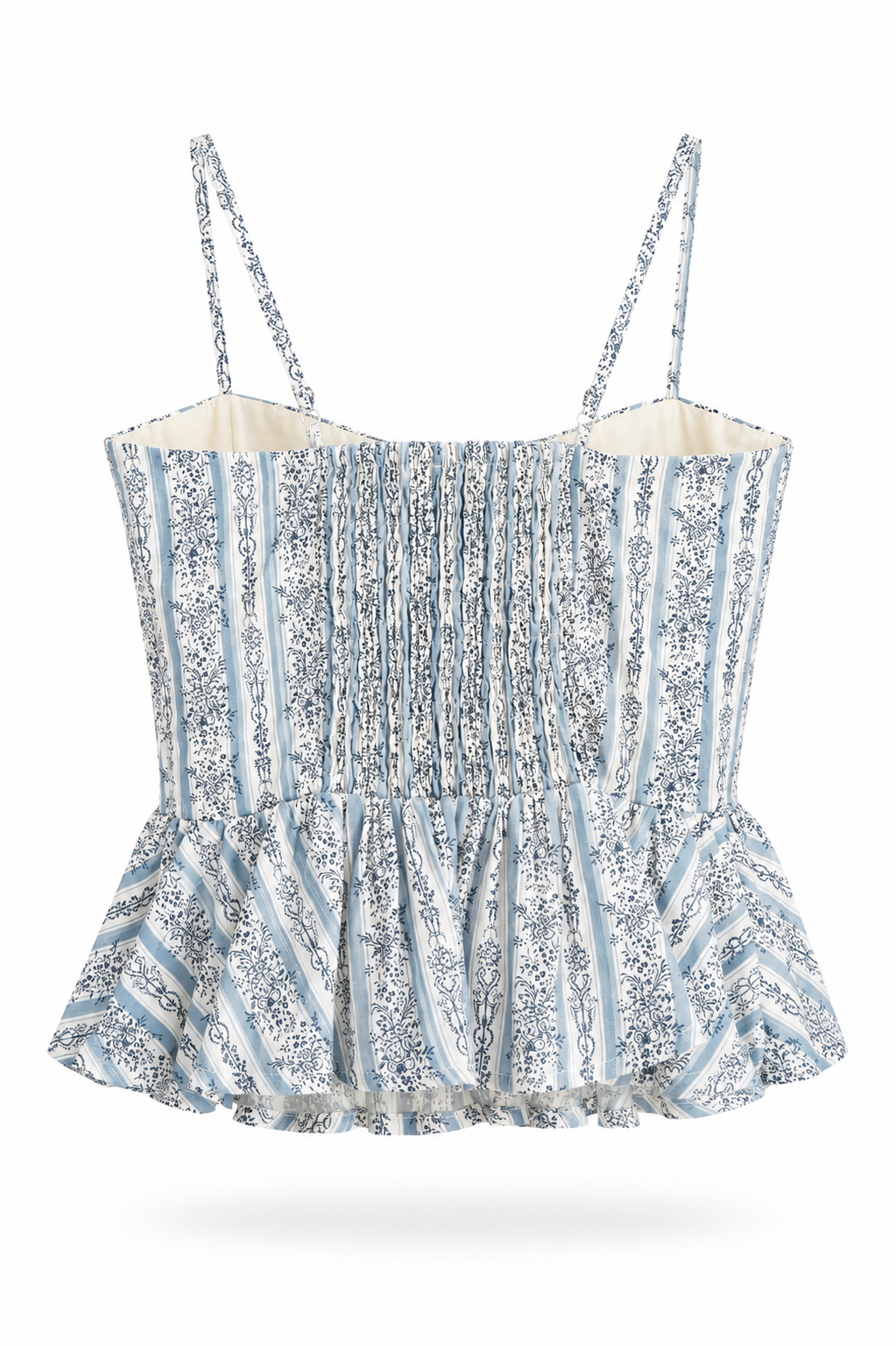 Blusa peplum con estampado floral azul