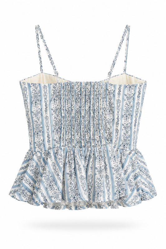 Blusa peplum con estampado floral azul