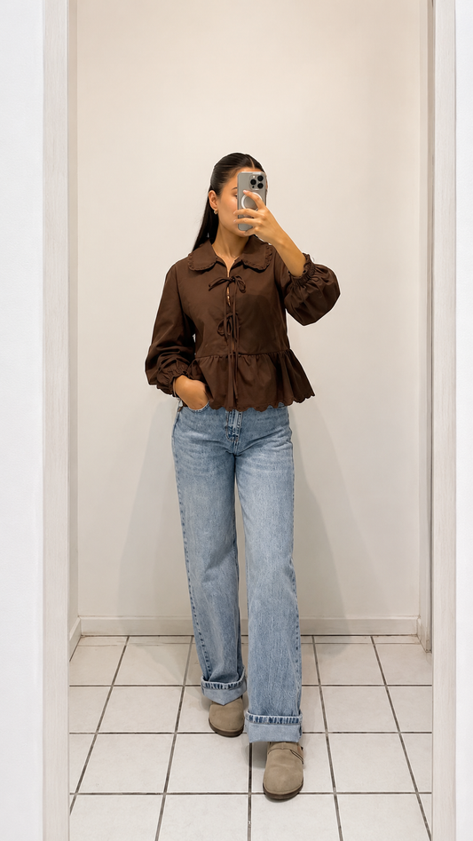 Blusa peplum con lazos