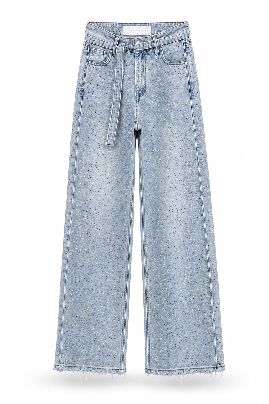Jeans wide leg con brillos