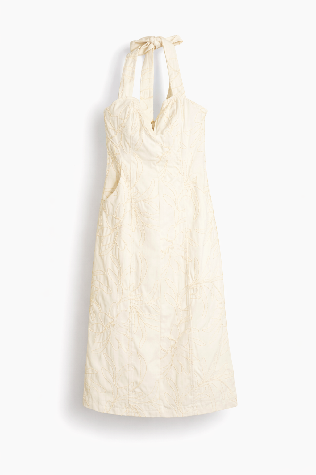 Vestido halter con textura bordada
