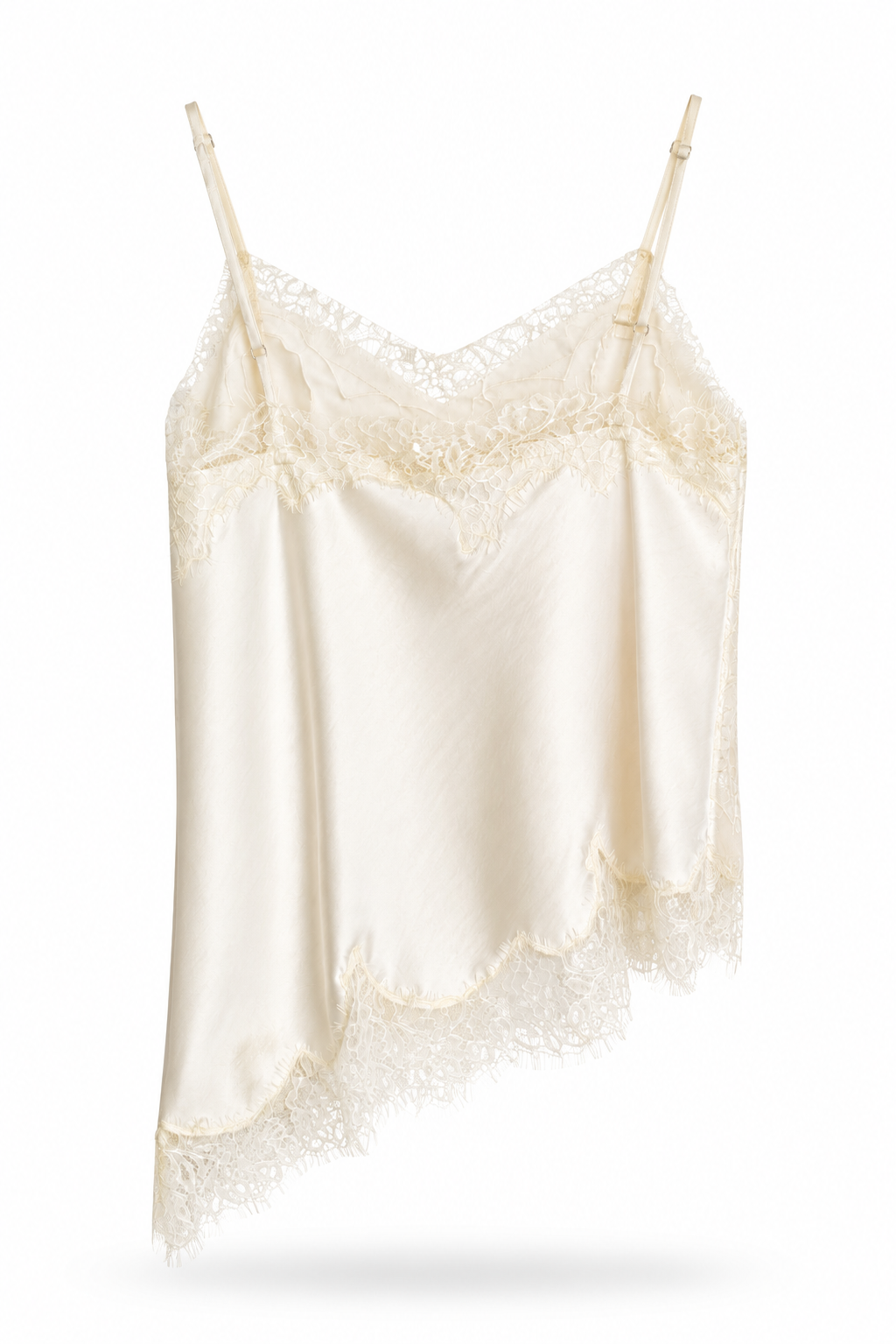 Blusa satinada con encaje