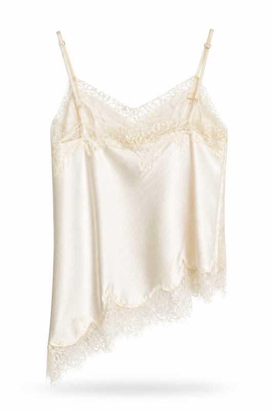 Blusa satinada con encaje