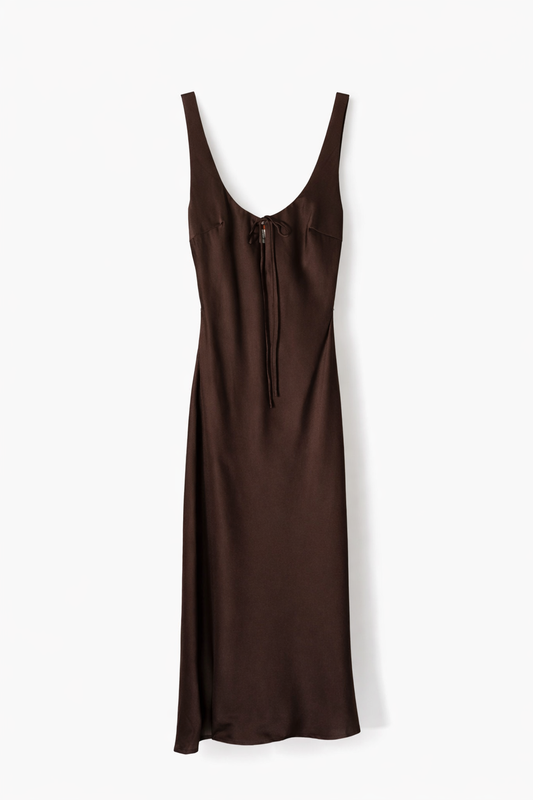 Vestido satinado escote profundo