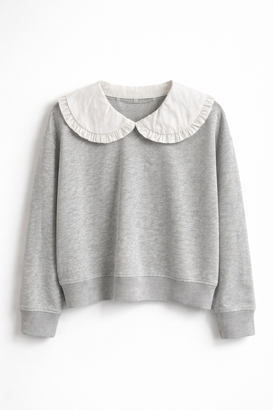 Sudadera Gris con Cuello Bobo