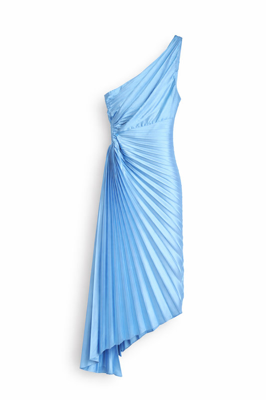 Vestido asimétrico plisado