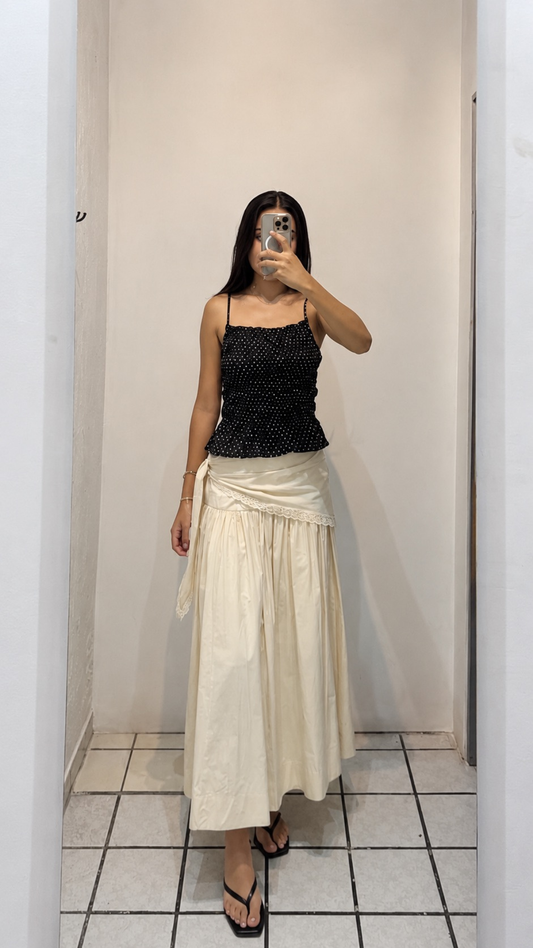 Falda midi 2 en 1 con encaje