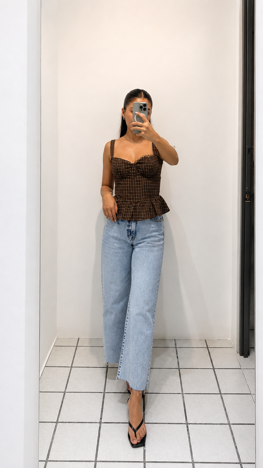 Top corset de cuadros